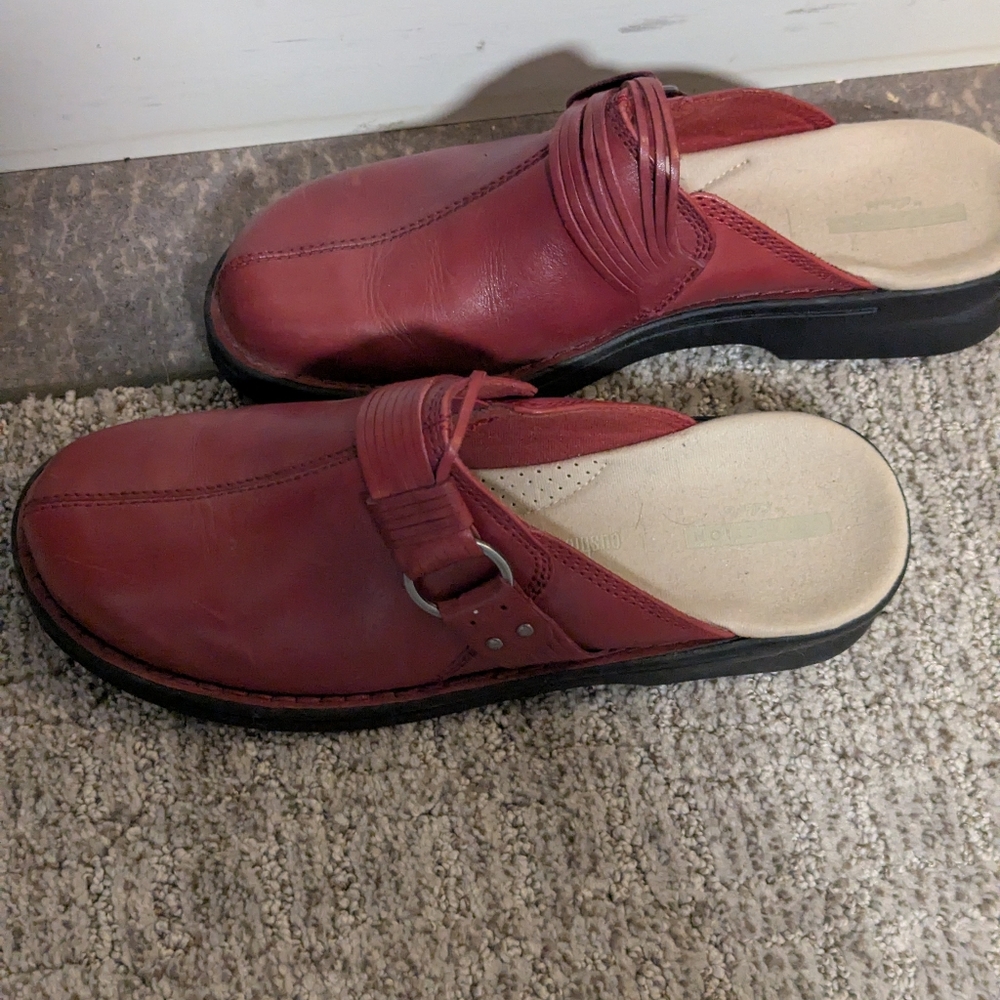 Women's Clarks Red Leather Slip-On Shoes